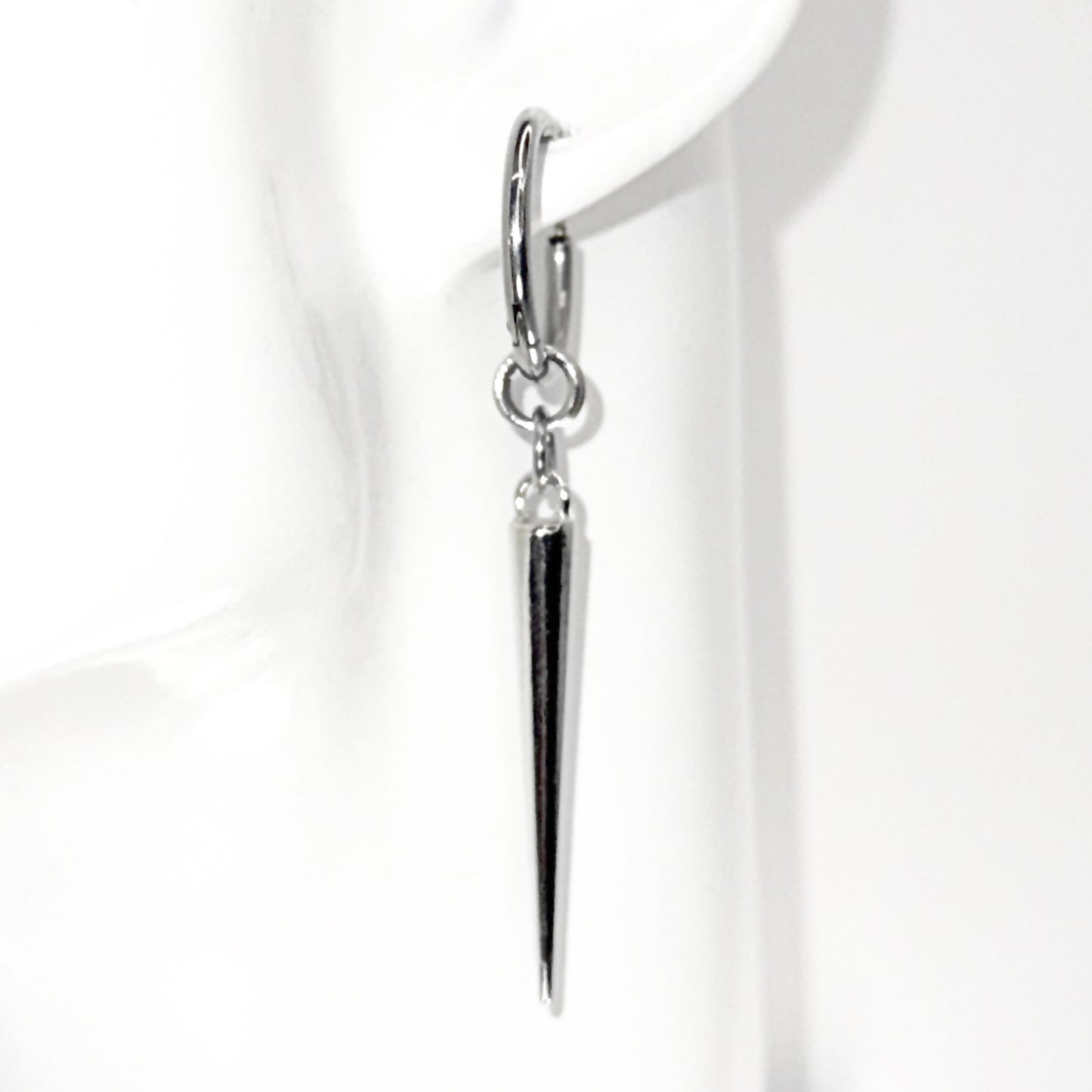 Silver Hoop and Spike Earrings