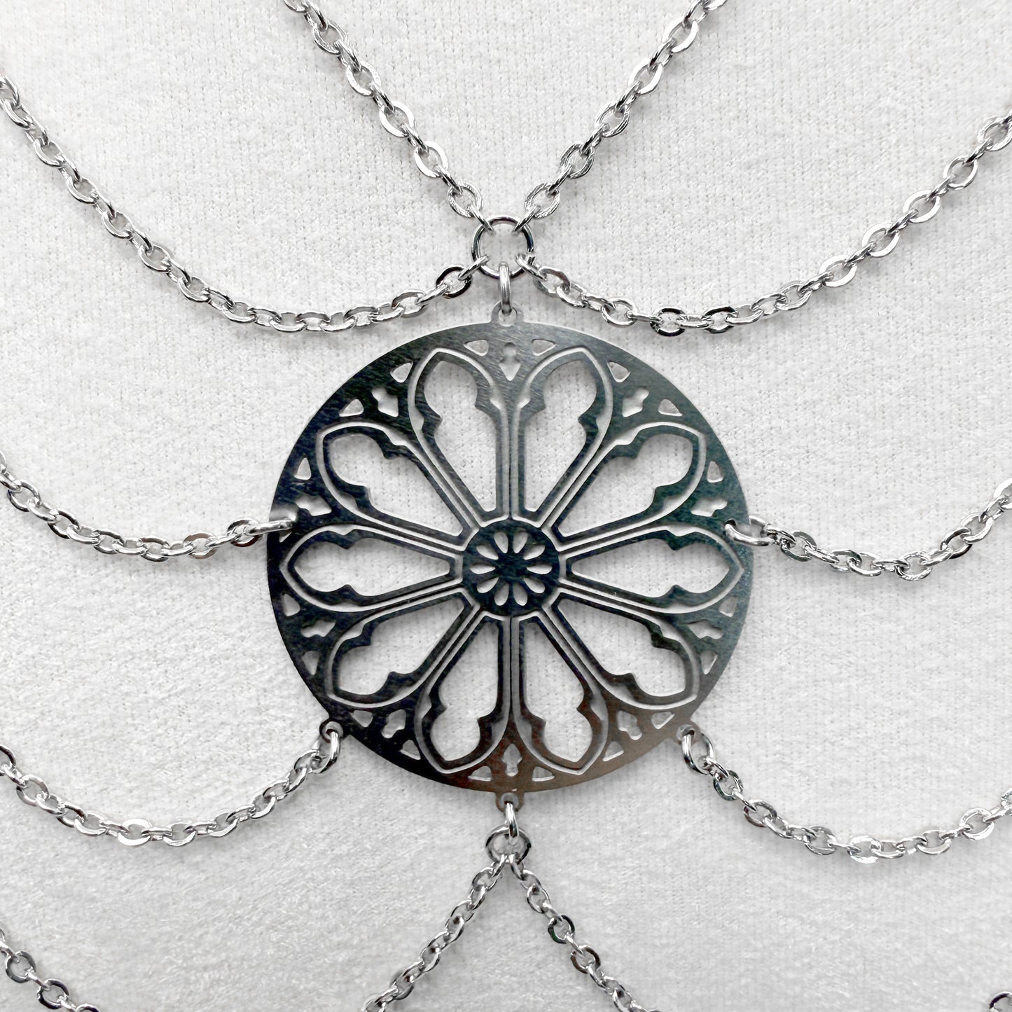 Gothic Rose Window Multistrand Necklace