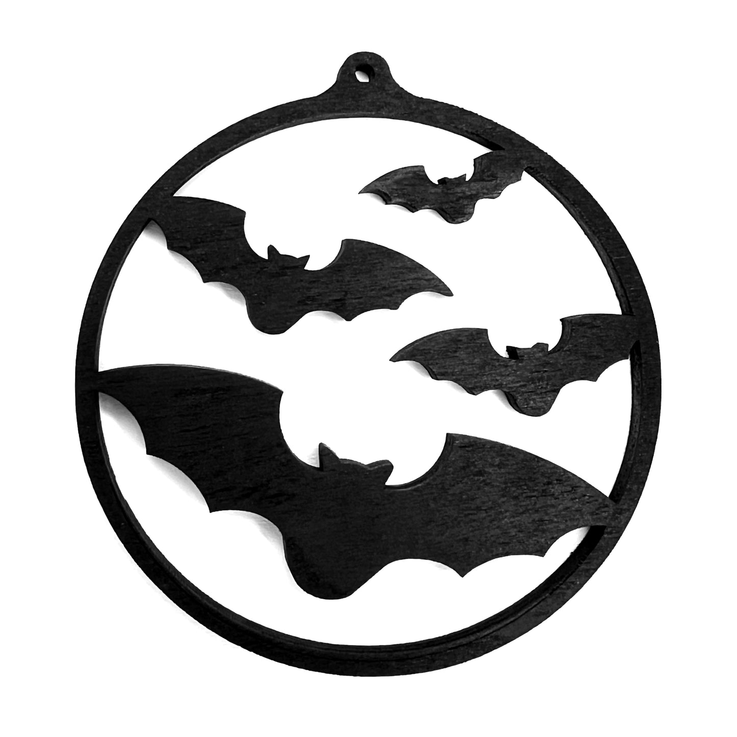 4 Flying Bats Gothic Christmas / Holiday Tree Ornament - Black Stained Wood
