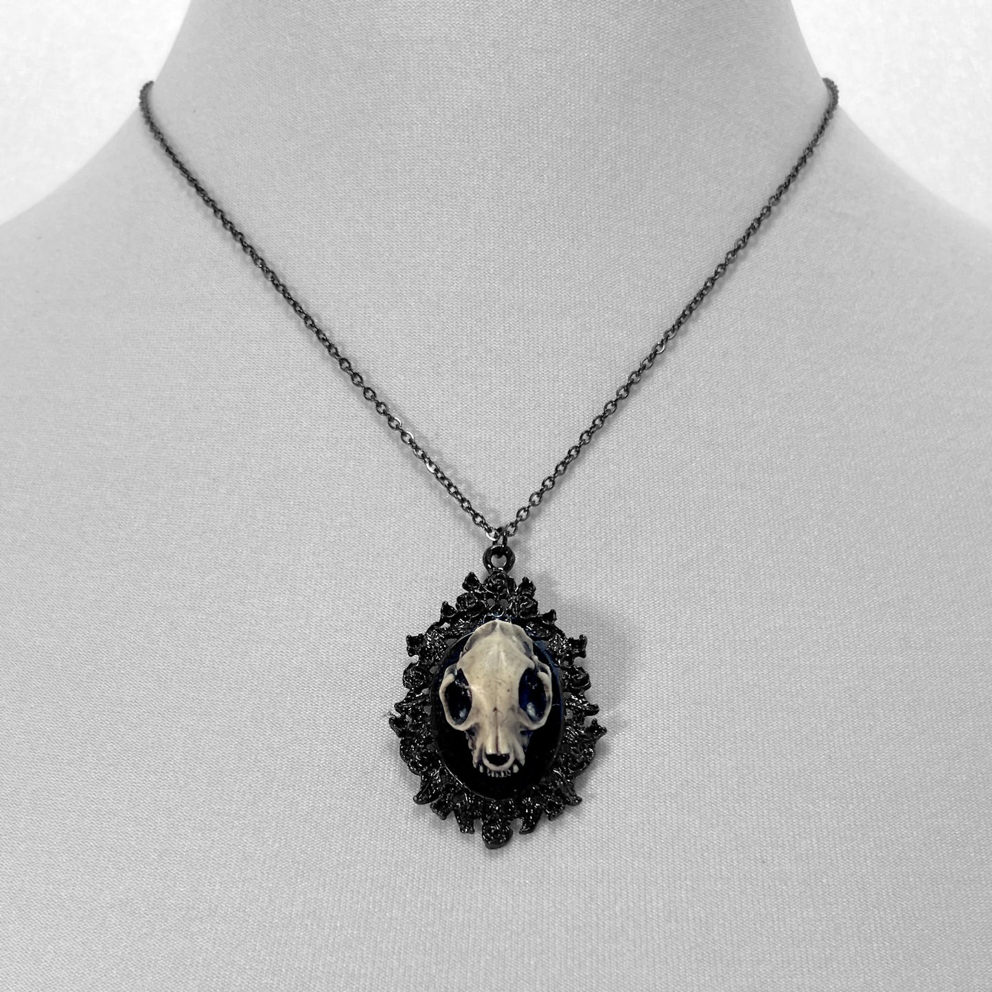 Small Resin Cat Skull Necklace
