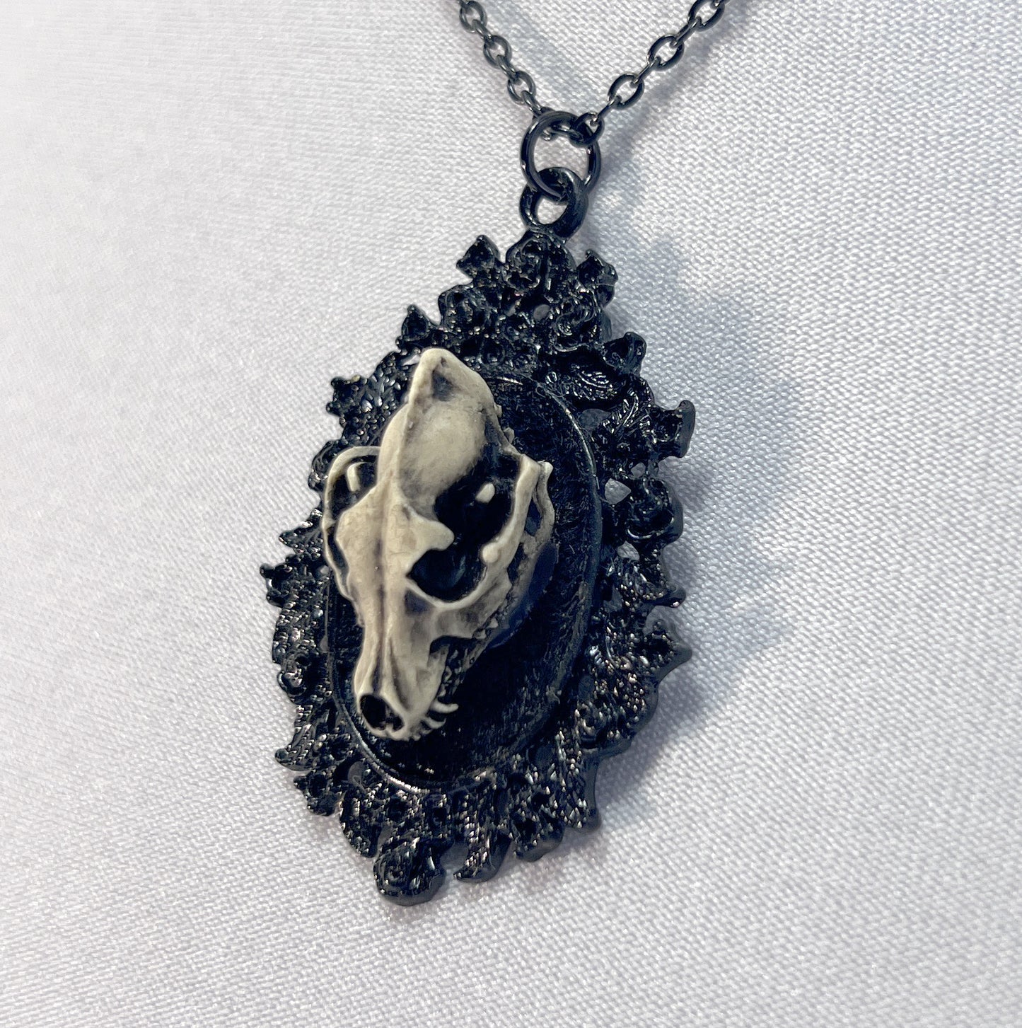 Small Resin Wolf Skull Necklace