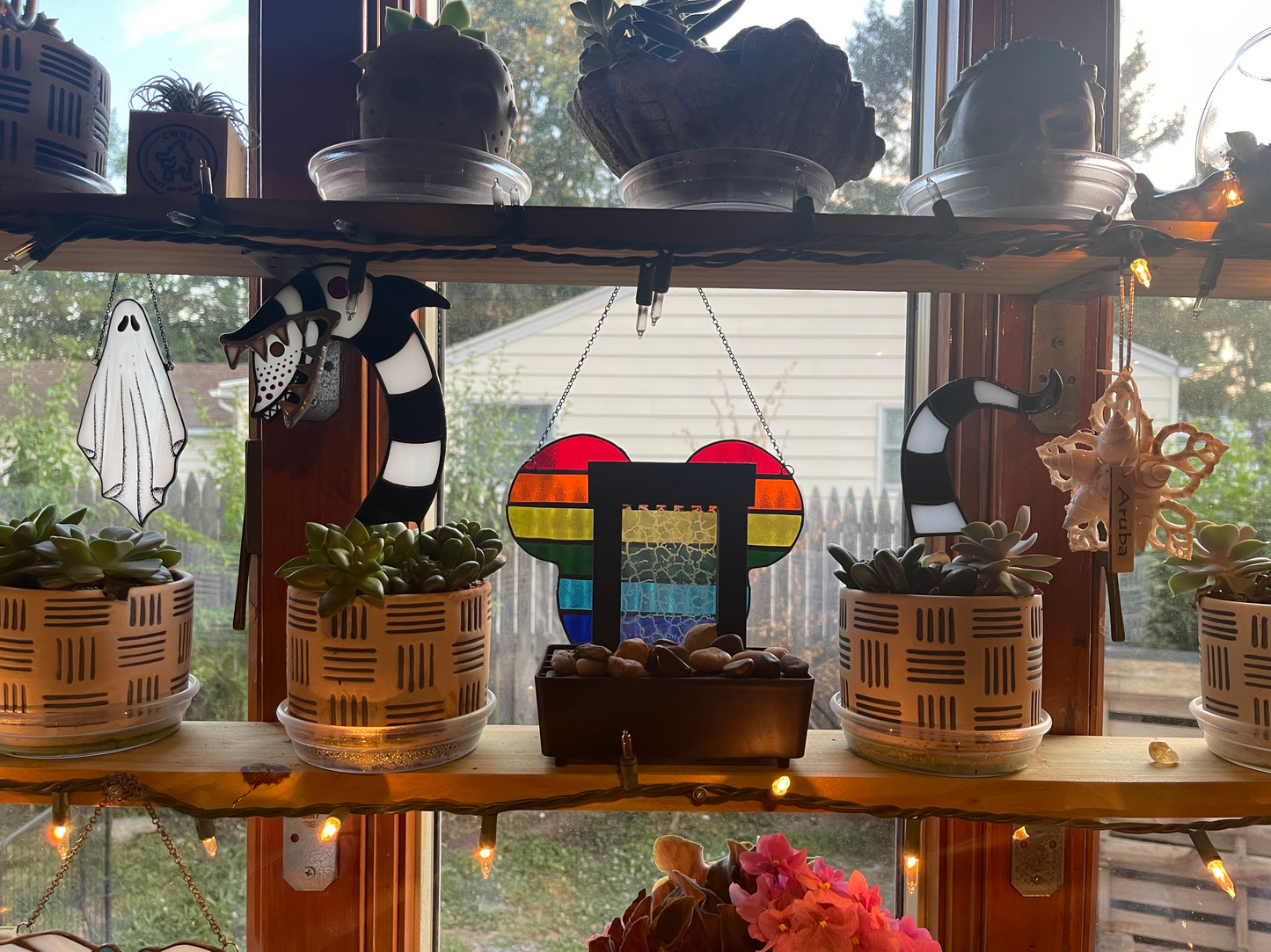 Stained Glass Sandworm Plant Stake