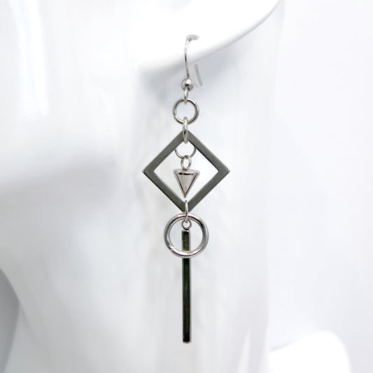 Geometric Silver Earrings
