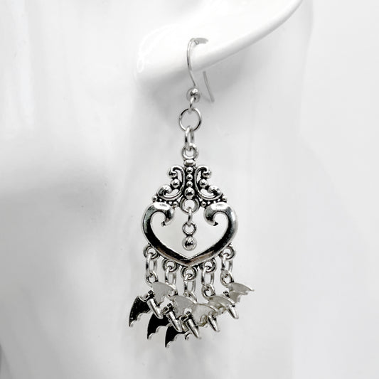 Old School Goth Flock of Tiny Bats Earrings