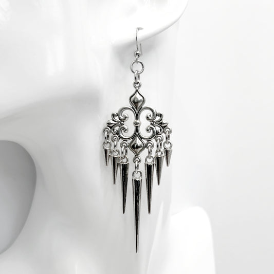 Fleur Ornament and Spikes Earrings