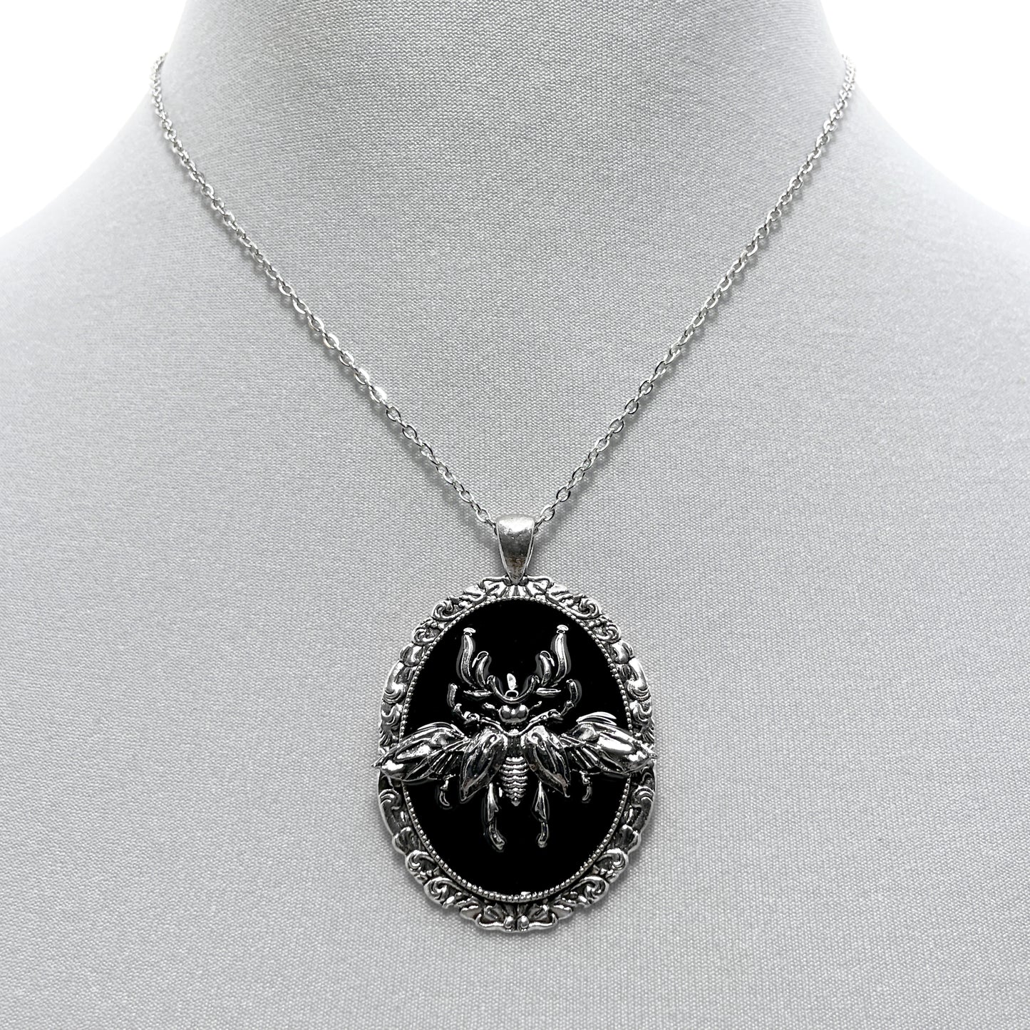 Flying Stag Beetle on Black Necklace