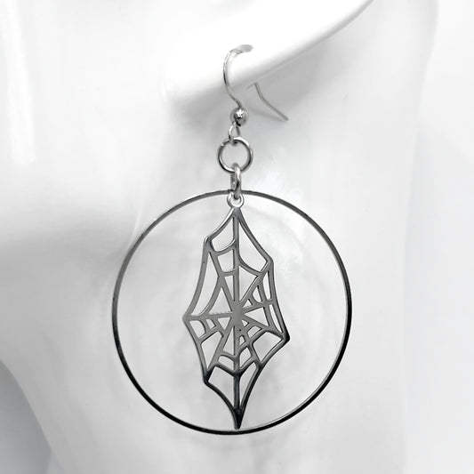Spiderweb and Hoop Earrings