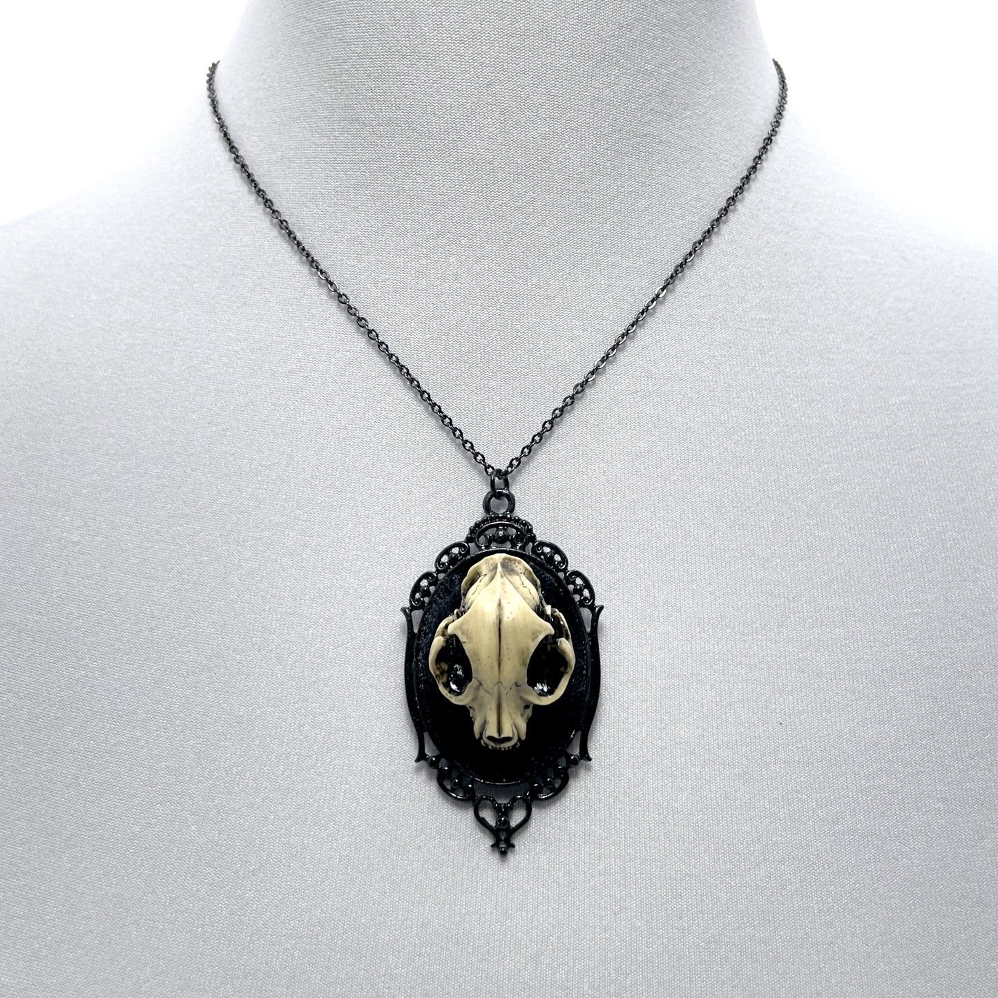 Resin Cat Skull Necklace