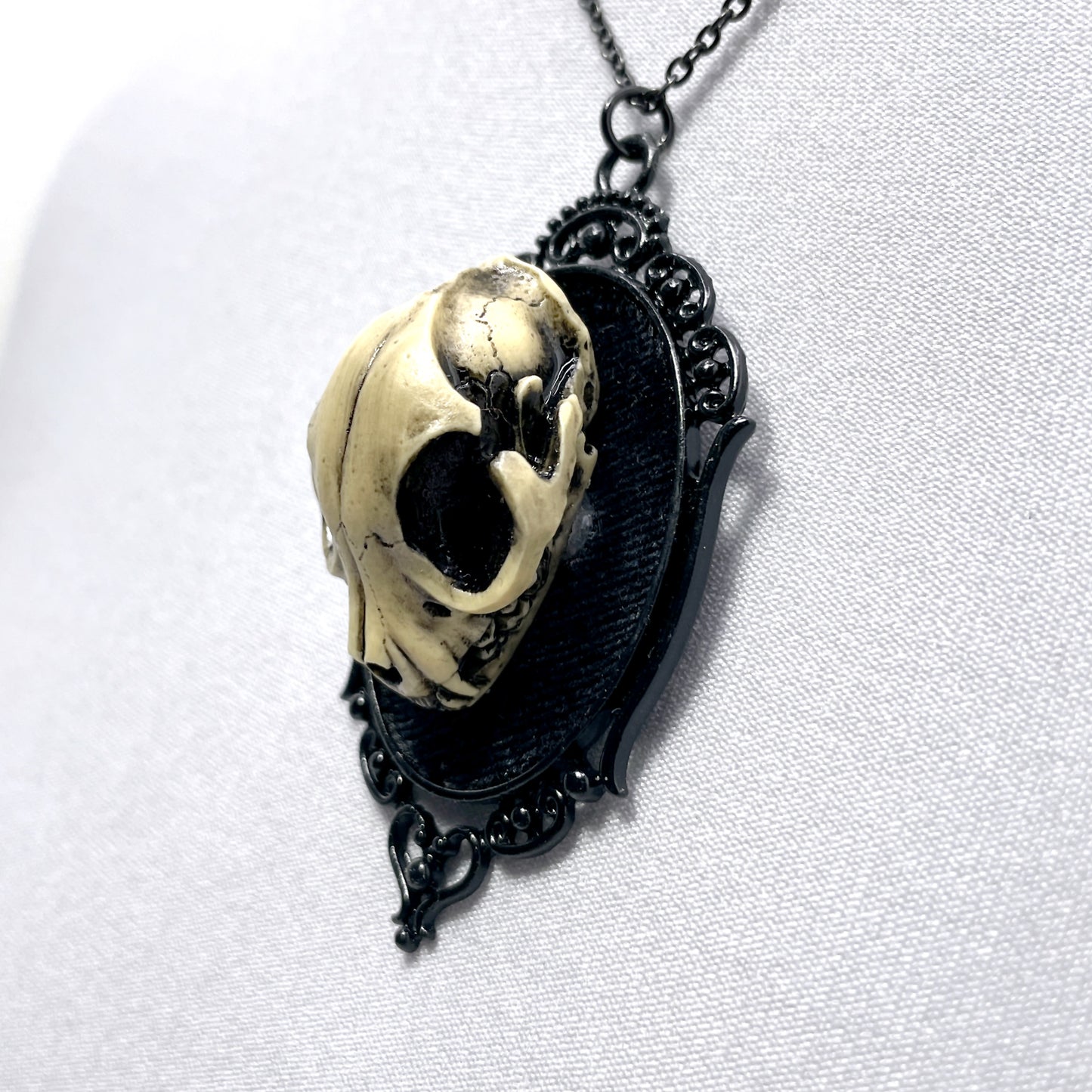 Resin Cat Skull Necklace