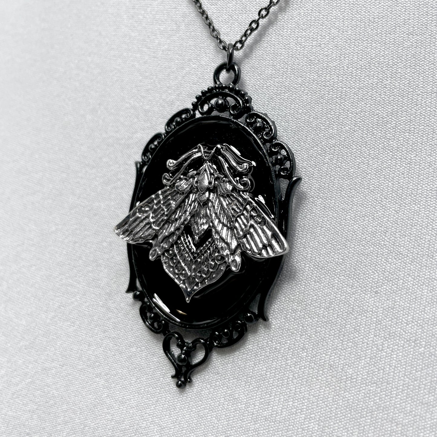 Luna Moth on Black Necklace