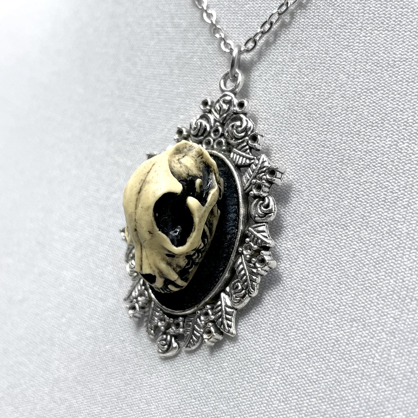Small Resin Cat Skull Necklace