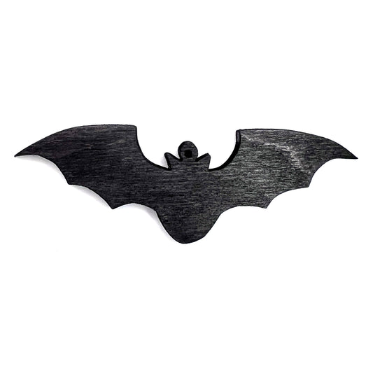 Bat Christmas / Holiday Tree Ornament - Black Stained Wood