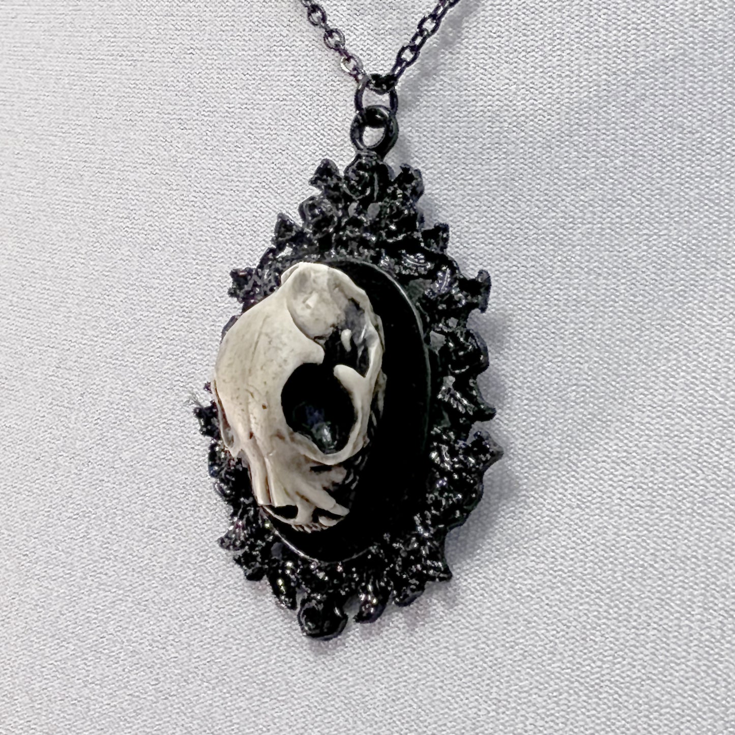 Small Resin Cat Skull Necklace