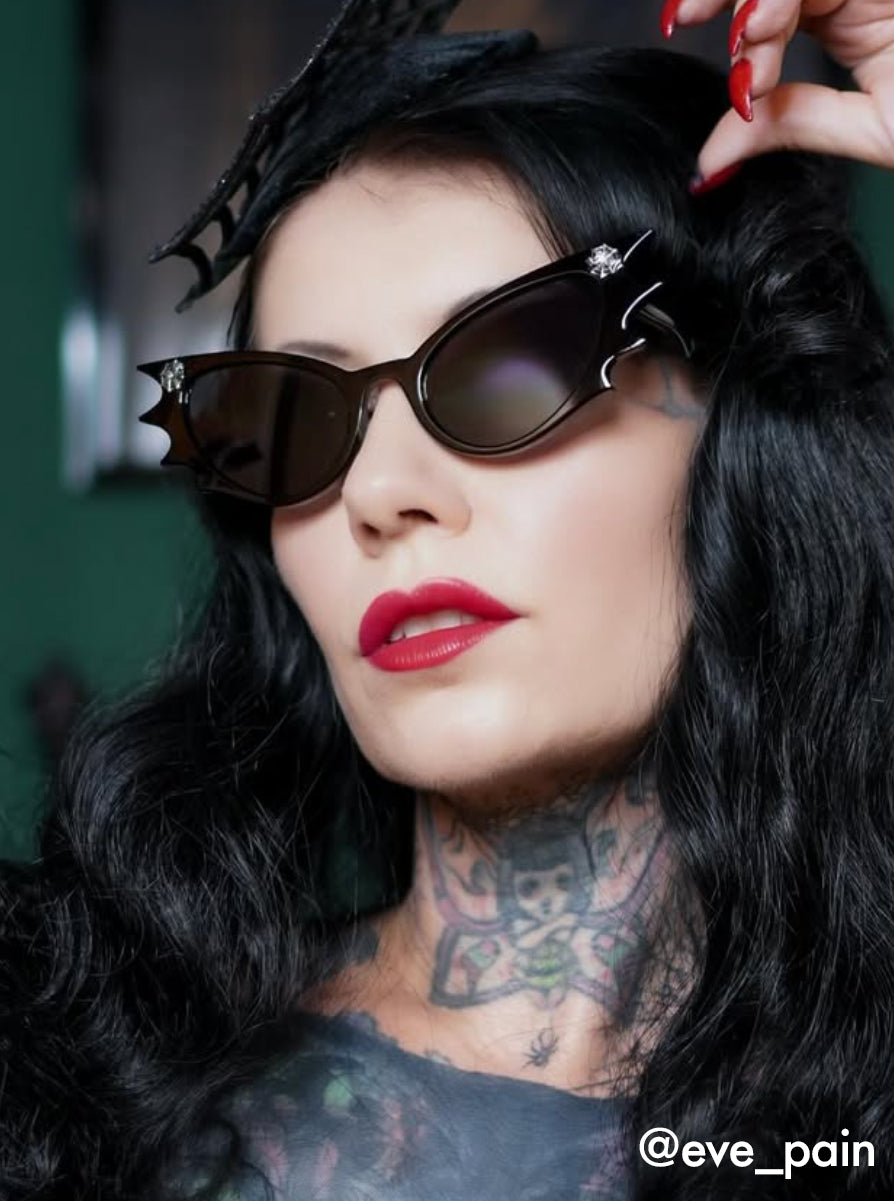 Batwing Sunglasses with Spiderwebs