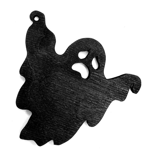 Ghost Christmas / Holiday Tree Ornament - Black Stained Wood