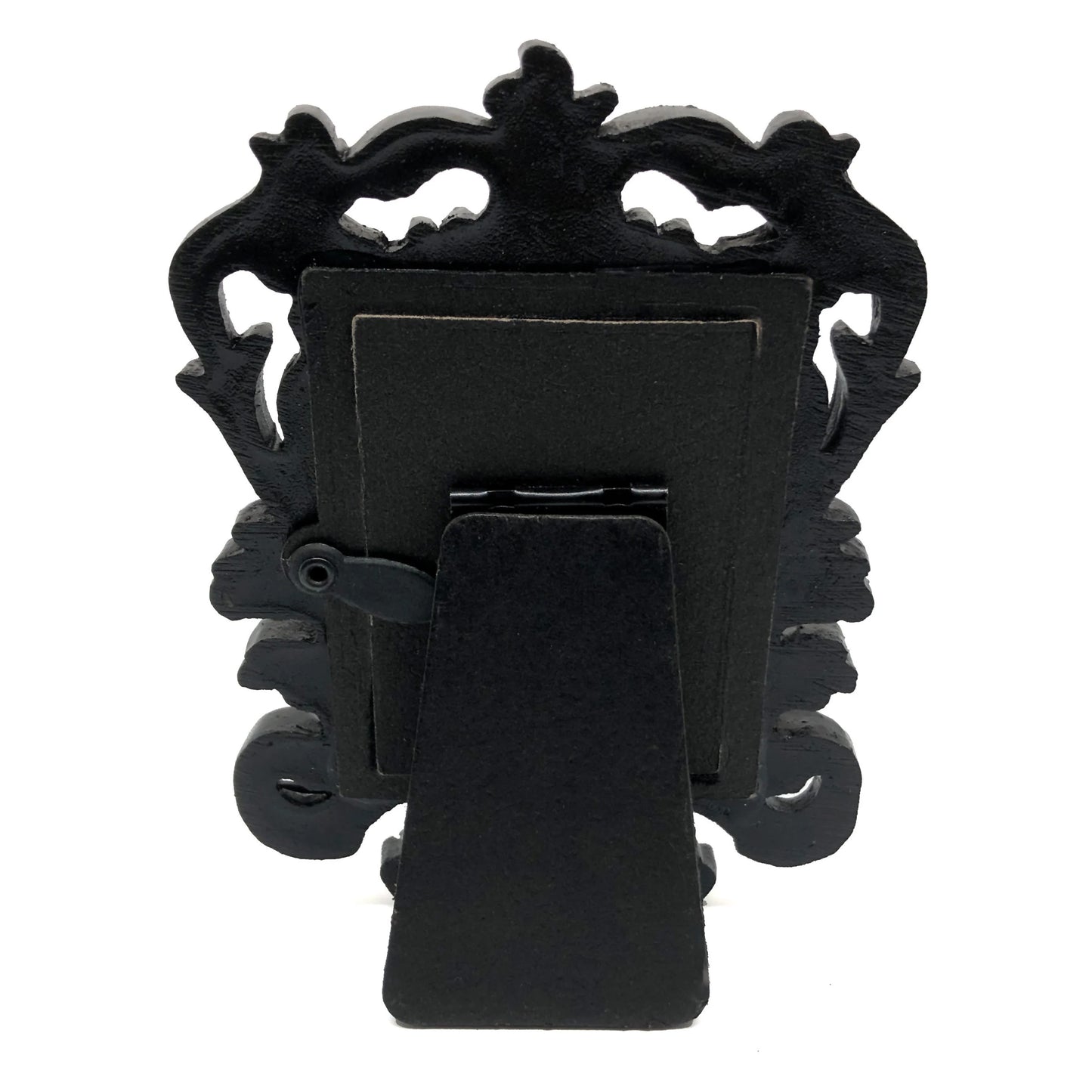 Small Black Resin Square Frame with Natural Bone Colored Resin Raven Skull on Black Velvet Gothic Home Deco