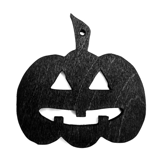 Jack-o-Lantern Christmas / Holiday Tree Ornament - Black Stained Wood (Last Few!)