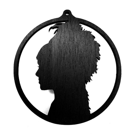 Lydia Silhouette Gothic Christmas / Holiday Tree Ornament - Black Stained Wood