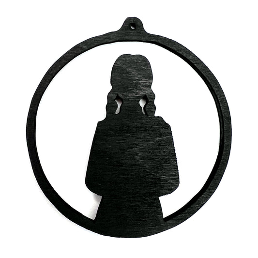 Wednesday Addams Gothic Christmas / Holiday Tree Ornament - Black Stained Wood