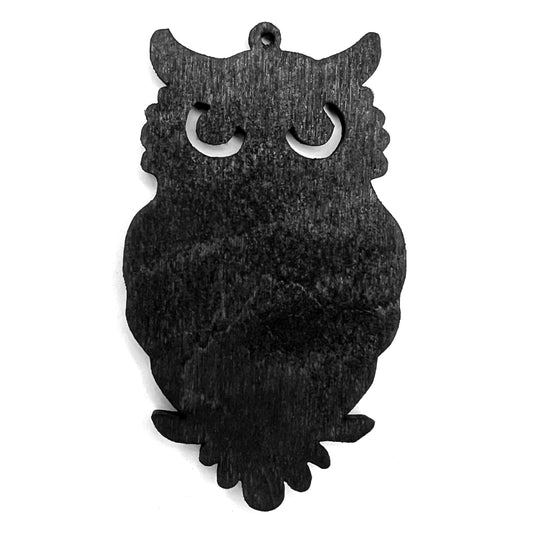 Owl Christmas / Holiday Tree Ornament - Black Stained Wood
