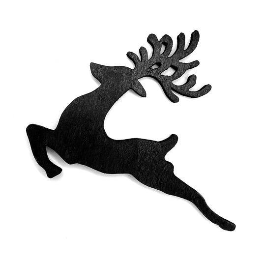 Reindeer Christmas / Holiday Tree Ornament - Black Stained Wood