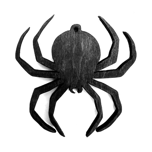 Spider Christmas / Holiday Tree Ornament - Black Stained Wood