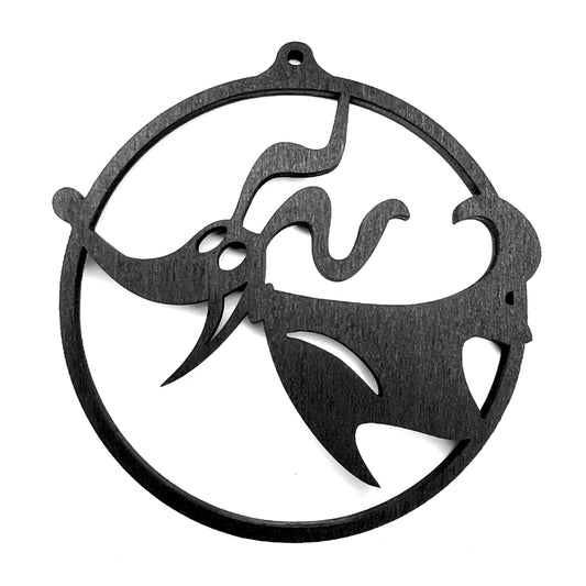 Zero Gothic Christmas / Holiday Tree Ornament - Black Stained Wood